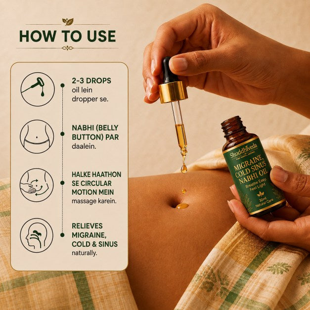Shuddhiveda Ayurvedic Nabhi Oil for Migraine and Cold Sinus Treatment