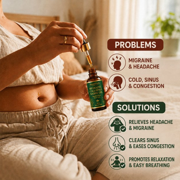 Shuddhiveda Ayurvedic Nabhi Oil for Migraine and Cold Sinus Treatment